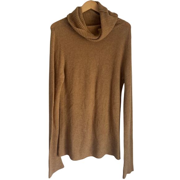 THEORY TAUPE MELANGE Turtle Neck WOOL Camel Hair BLEND SWEATER DRESS Small - Picture 1 of 6
